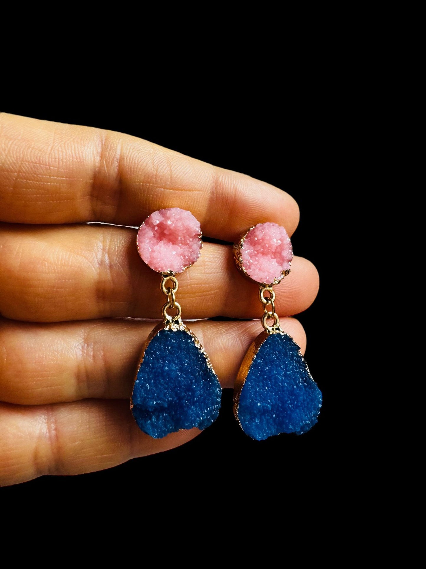 Druzy Drop Blau-Rosa