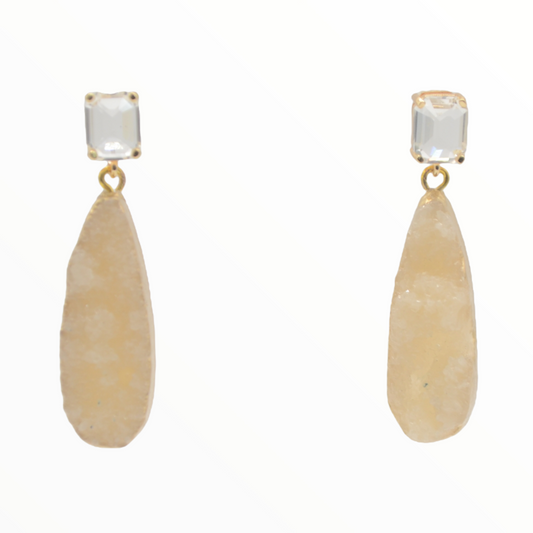 Druzy Drop long beige