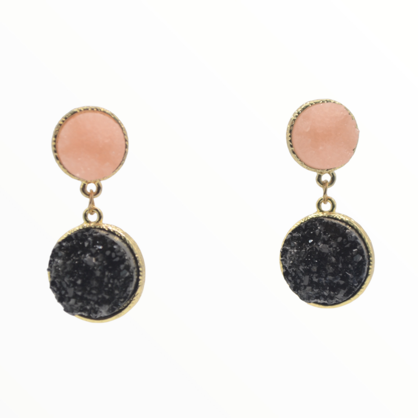 Druzy Button rosa schwarz